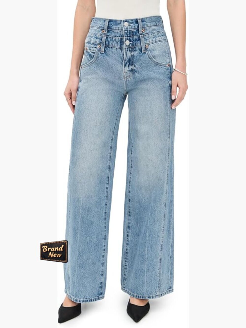 Mid-weight High Rise Stacked Waist 5-Pocket Jeans 31in Inseam